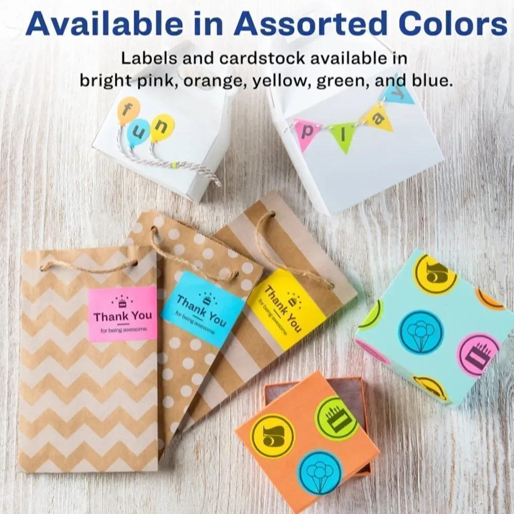 NWT New 300 Avery Rectangular Labels w/Sure Feed Bright Colors 4331, 2